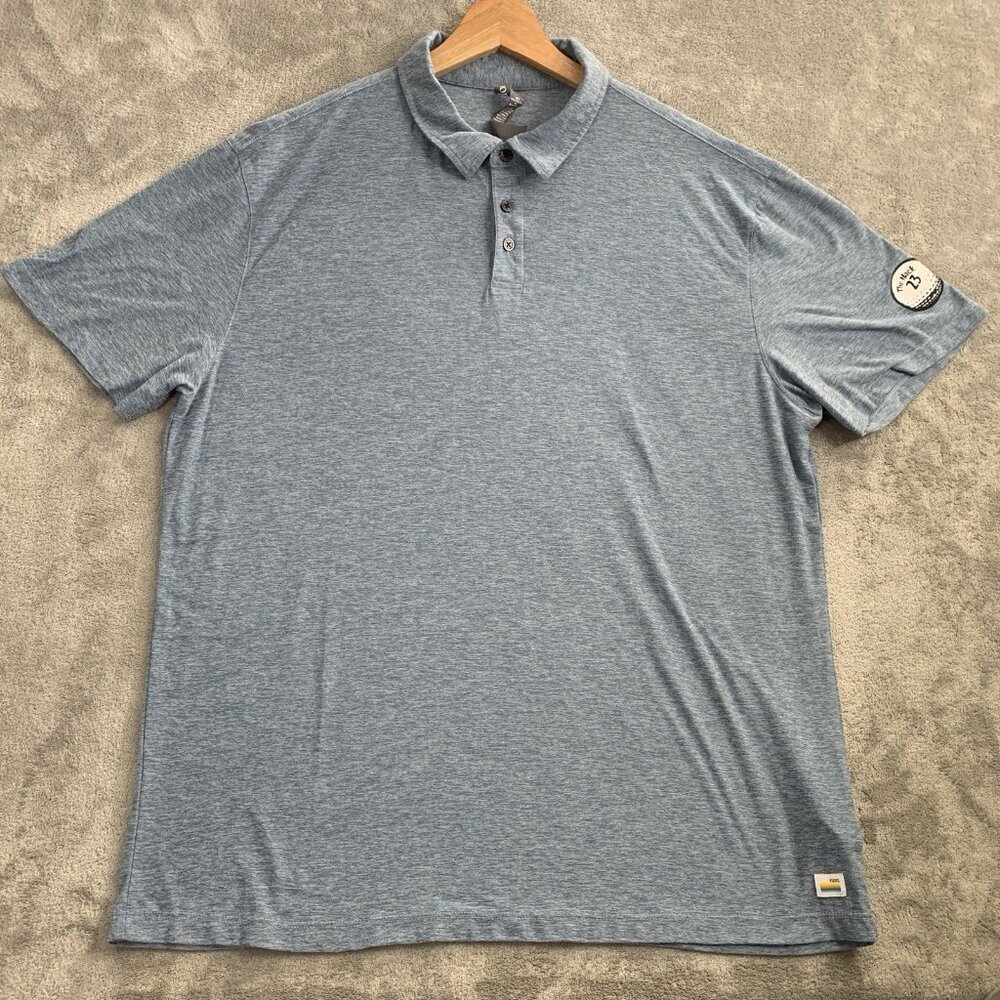 Vuori Strato Tech Polo Shirt Men XL Blue Heather Dreamknit Comfort The Hack Golf